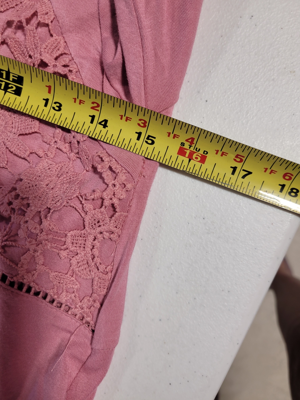 Dusty Rose Crochet Yoke Swing Dress - Picture 2 of 4